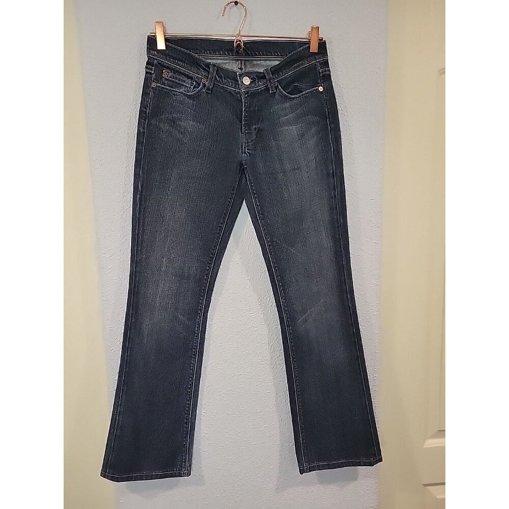 7 For All Mankind Womens Mia Slim Boot Jean Wm Sz 28 Blue Distressed+Stretch L30